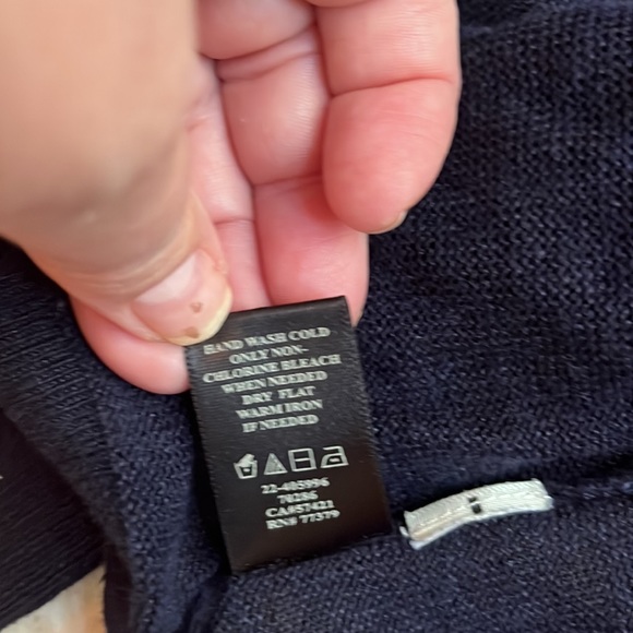 Open navy blue summer cardigan. Anne Taylor linen/rayon blend. - Picture 4 of 5
